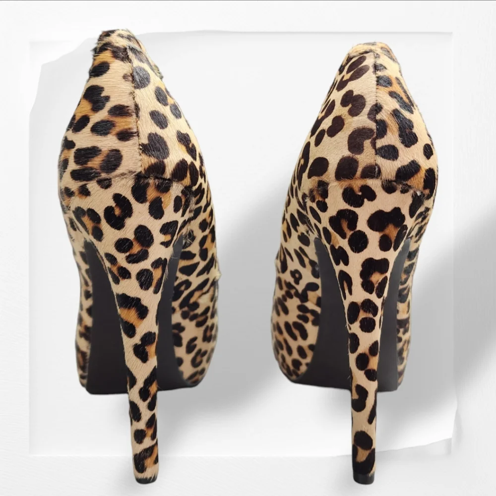 Kelsi Dagger Vintage Brette Cheetah Print Calf Hair Leather Heels - Picture 3 of 9